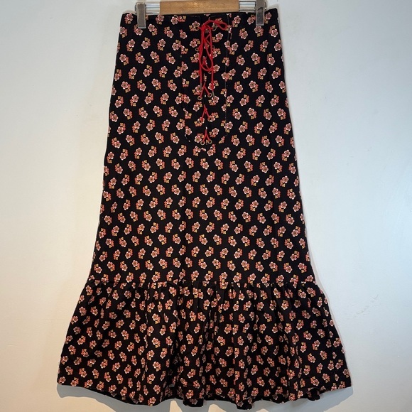 Sears Dresses & Skirts - Vintage Sears Black Maxi Skirt with Red Floral Pattern size large